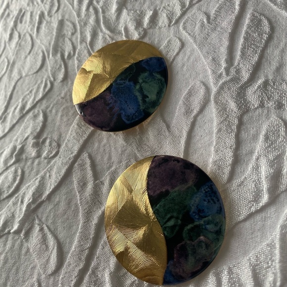 Vintage large stud earrings - Picture 2 of 4